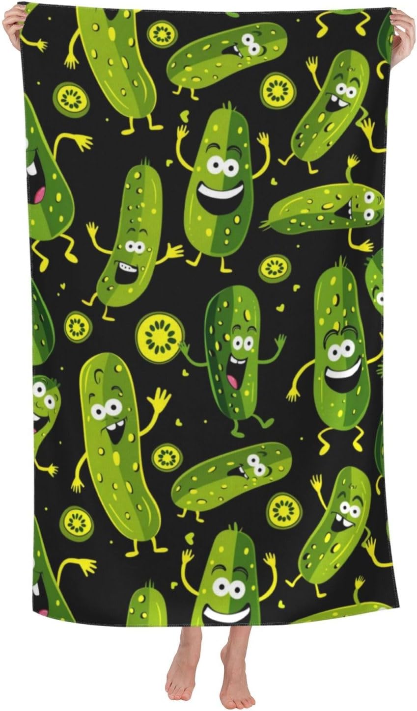 Travel Towel Quick Dry - منشفة شاطئ مضحكة على شكل خيار،