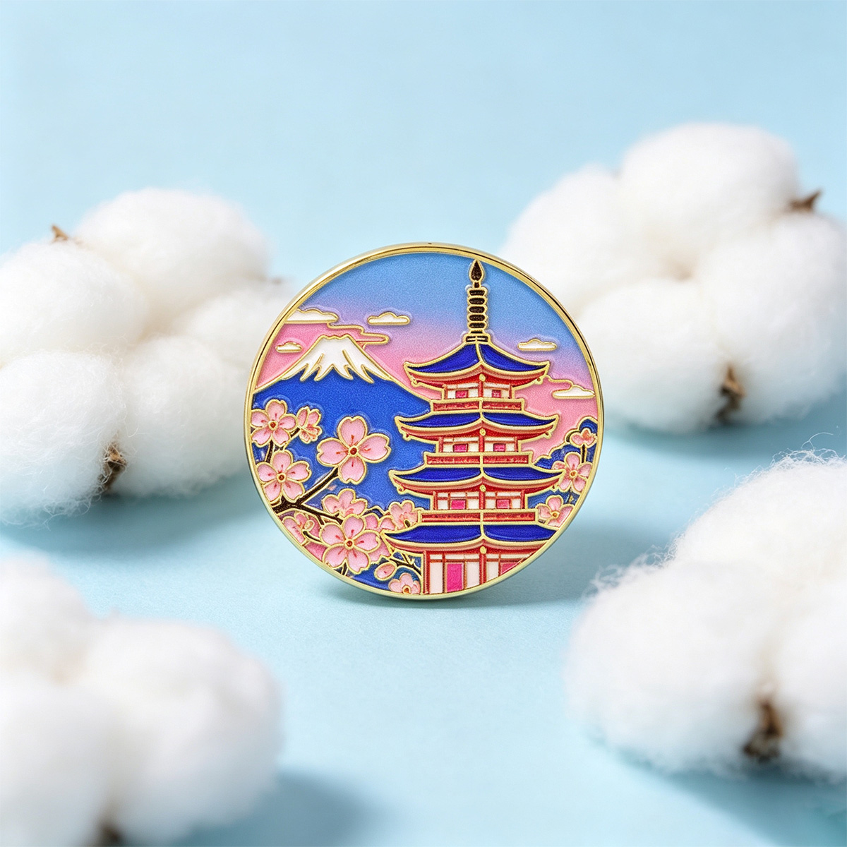Travel Accessories For Japan - دبوس مينا بتصميم زهرة الكرز اليابانية،
