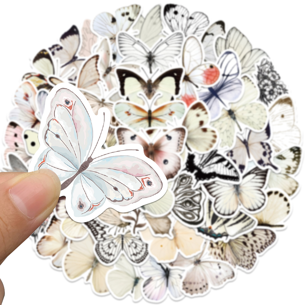 50 قطعة ملصق فراشة بيضاء الجما - مراجعة Sticker Luggage Decorative وسعره