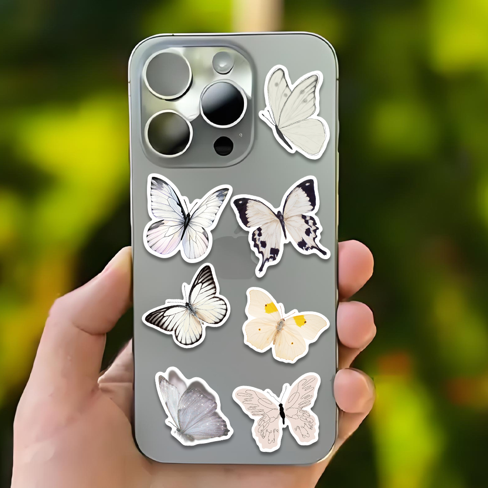 50 قطعة ملصق فراشة بيضاء الجما - مراجعة Sticker Luggage Decorative وسعره