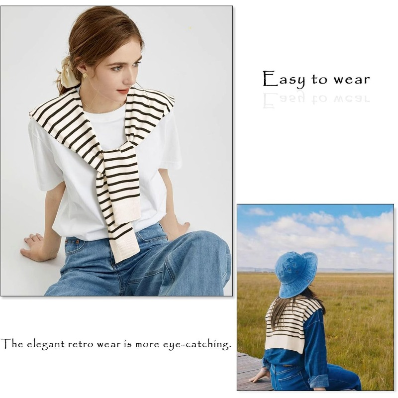 شال مخطط محبوك فاخر للنساء، وش - مراجعة Travel Accessories Neck وسعره