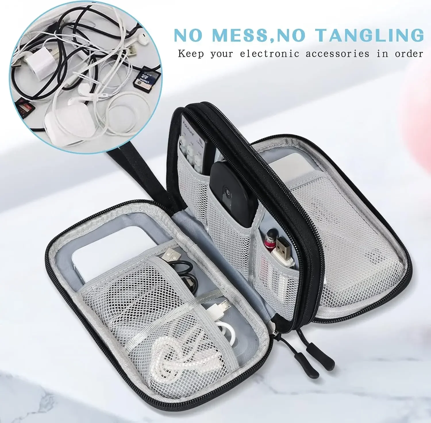 حقيبة كابلات للسفر، حقيبة تخزي - مراجعة Travel Accessories Bag وسعره