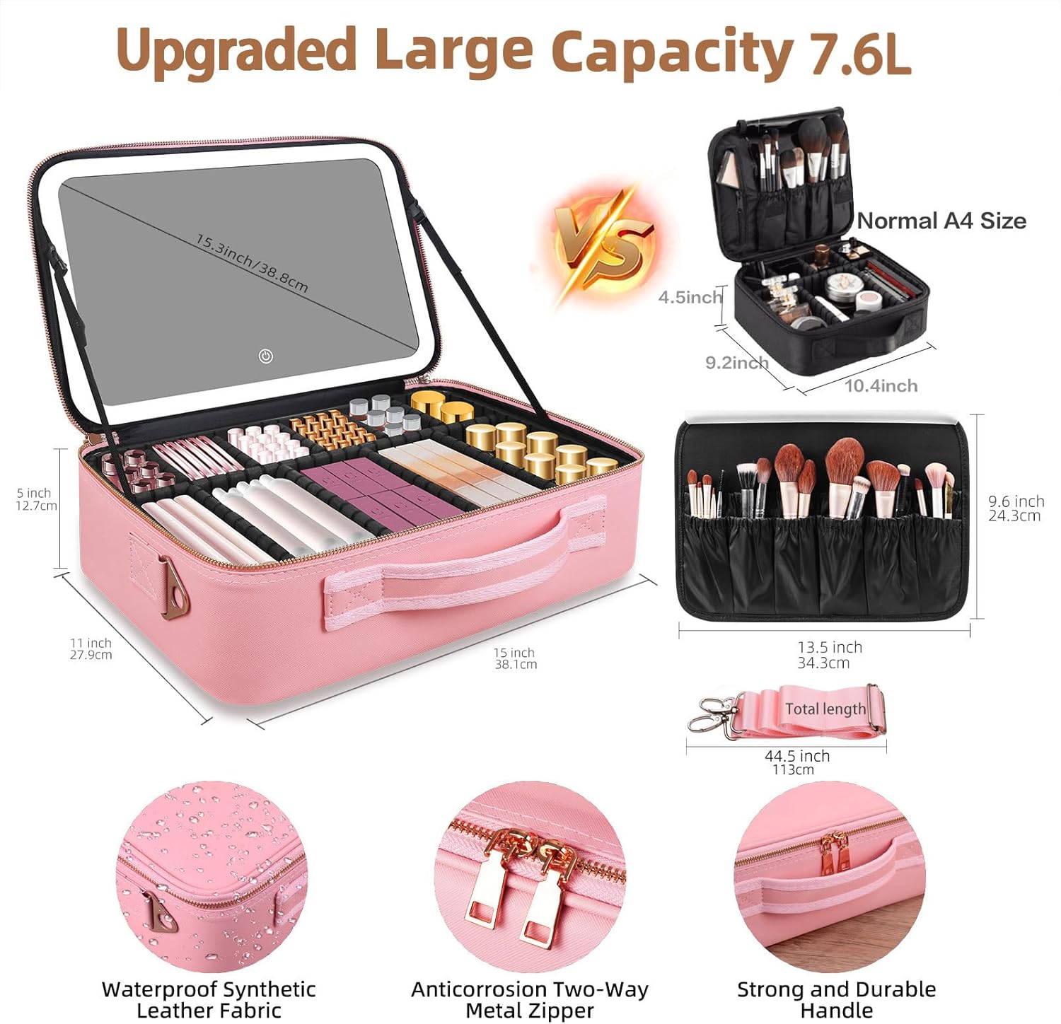 حقيبة مكياج كبيرة السعة 15''×1 - مراجعة Travel Accessories Bag وسعره